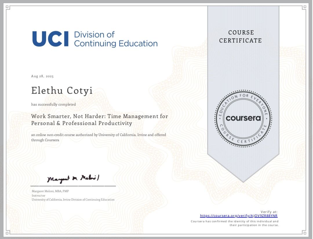Time Management Certificate